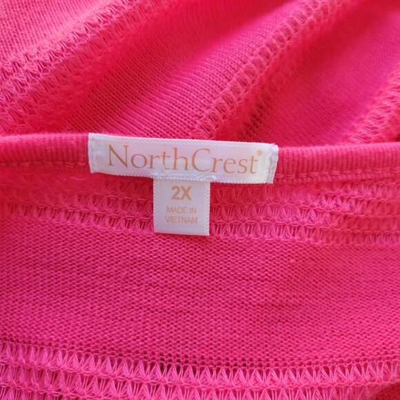 North Crest Women Top 2X Plus Cardigan Open Duster Pink Lightweight Sheer Knit - Picture 6 of 8